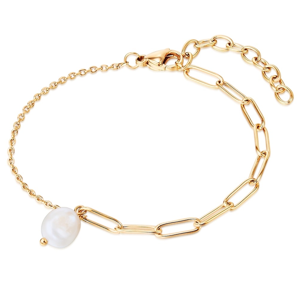 Valero Pearls Bracelet en acier inoxydable Acier inoxydable Perle de culture d'eau douce en Or  Bracelet