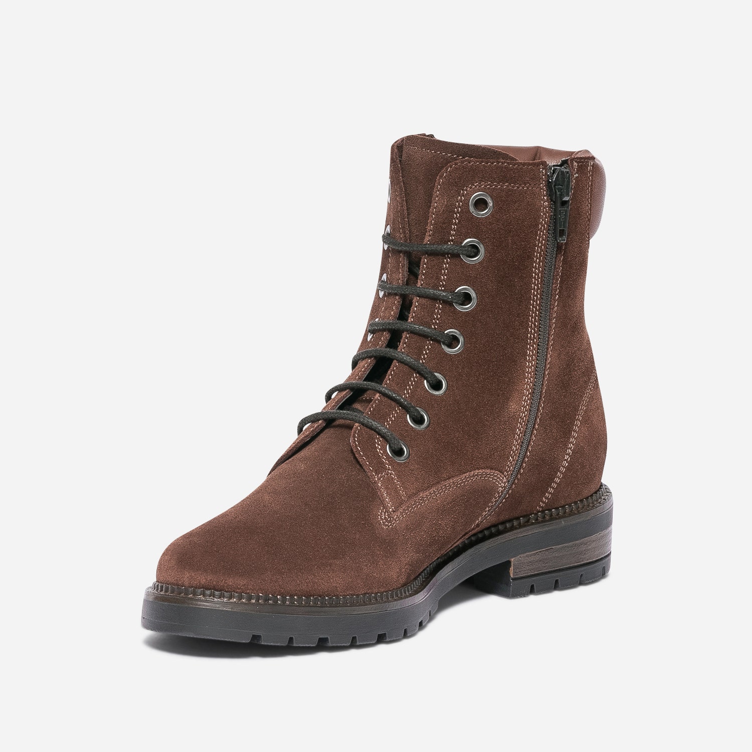 Bottine TEXTO marron éco-conçue en cuir velours