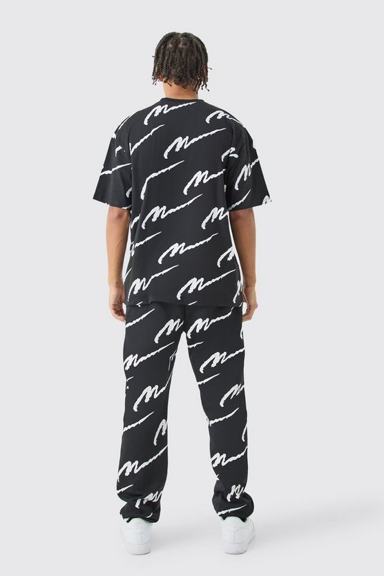 Man Signature Oversize T-Shirt mit Print
