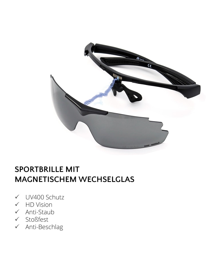 YEAZ SUNUP Magnet-Sport-Sonnenbrille in mattschwarz günstig kaufen onesize