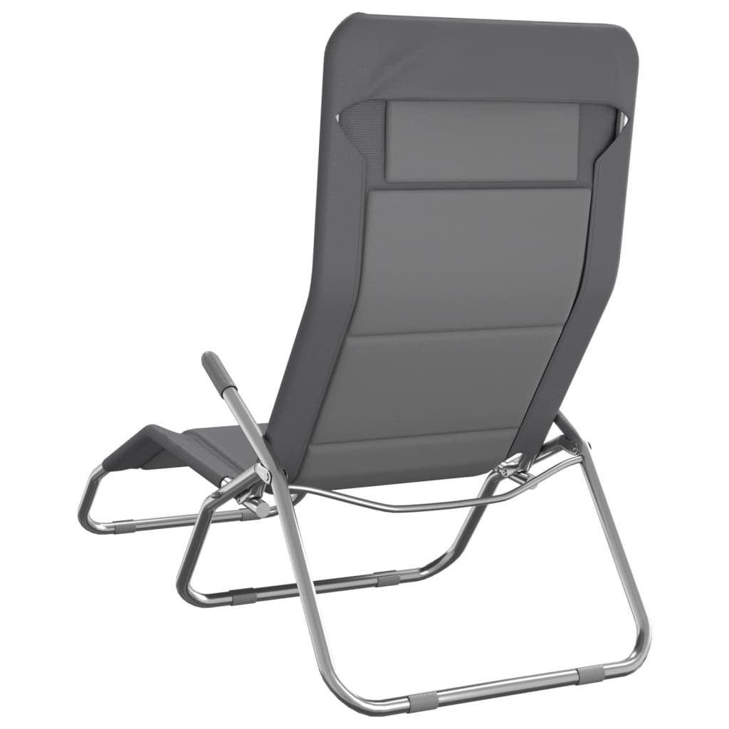 vidaXL Wellnessliege Sonnenliegen 2 Stk Grau Textilene Pulverbeschichteter Stahl