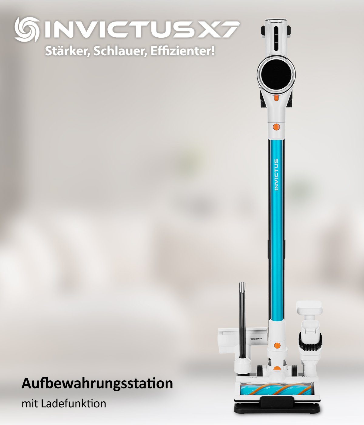Genius Akku-Bodenstaubsauger Genius INVICTUS X7 FACELIFT Aufbewahrungsstation mit Ladefunktion