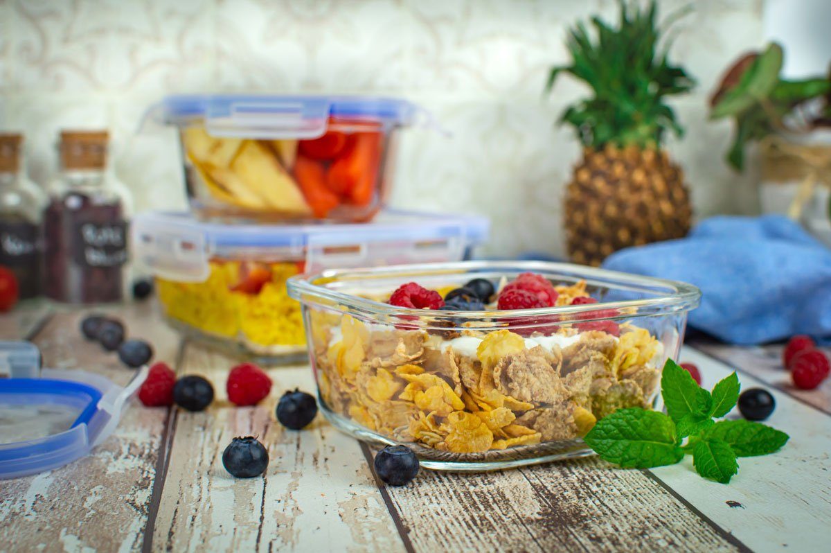 Sendez Frischhaltedose 10tlg. 2x1L 2x800ml 1x500ml Glas Lunchbox Vorratsdosen Brotdose, Glas