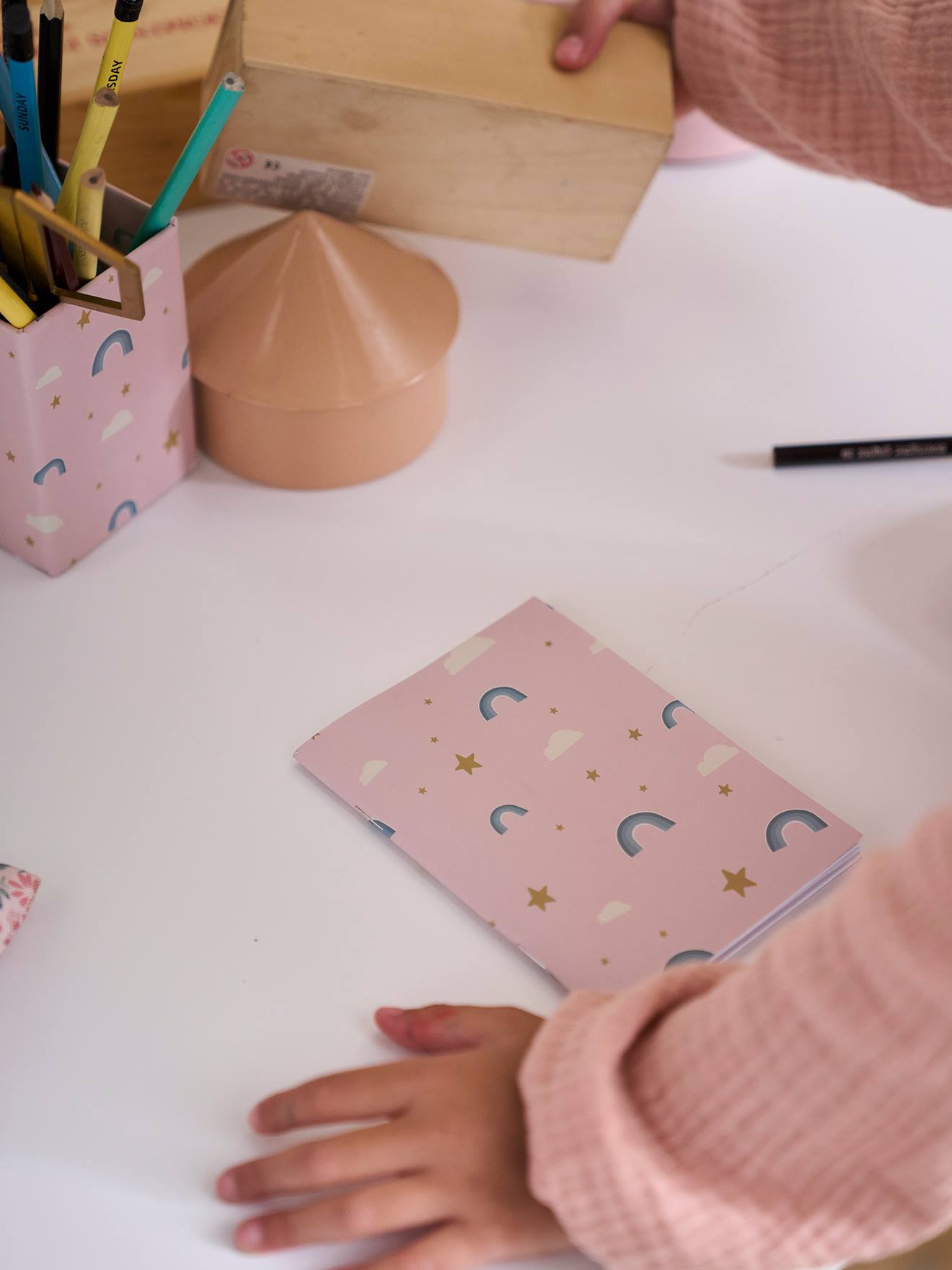 Set rangement bureau Arc-en-ciel rose