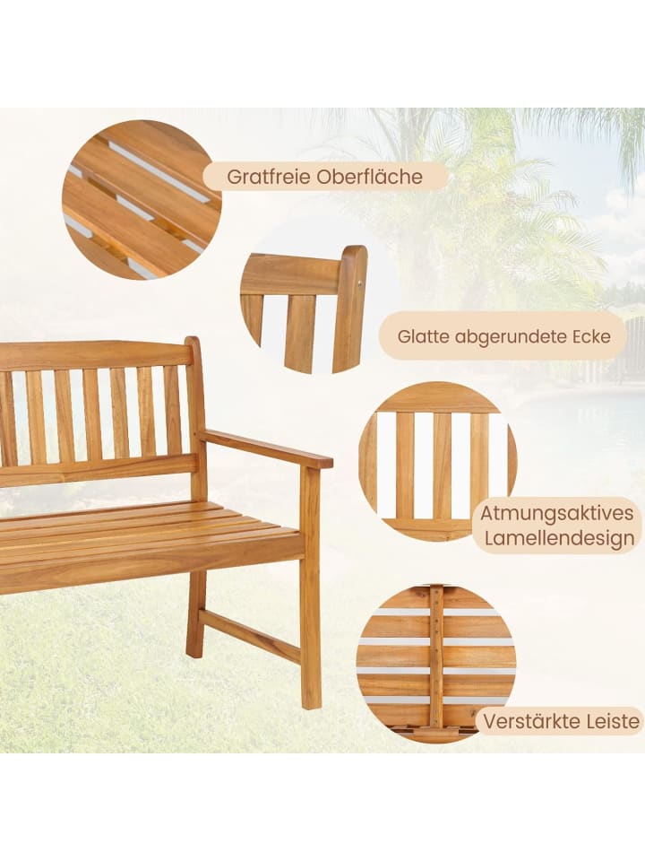 COSTWAY Gartenbank 2 Sitzer 360kg belastbar in Braun günstig kaufen onesize