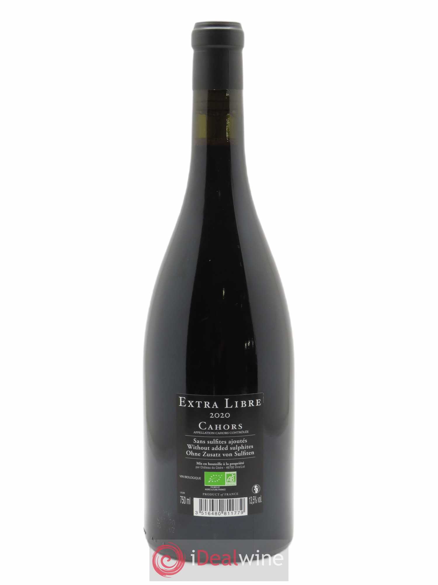 Cahors Château du Cèdre Extra Libre Pascal et Jean-Marc Verhaeghe  2020 - Lot de 1 Bouteille
