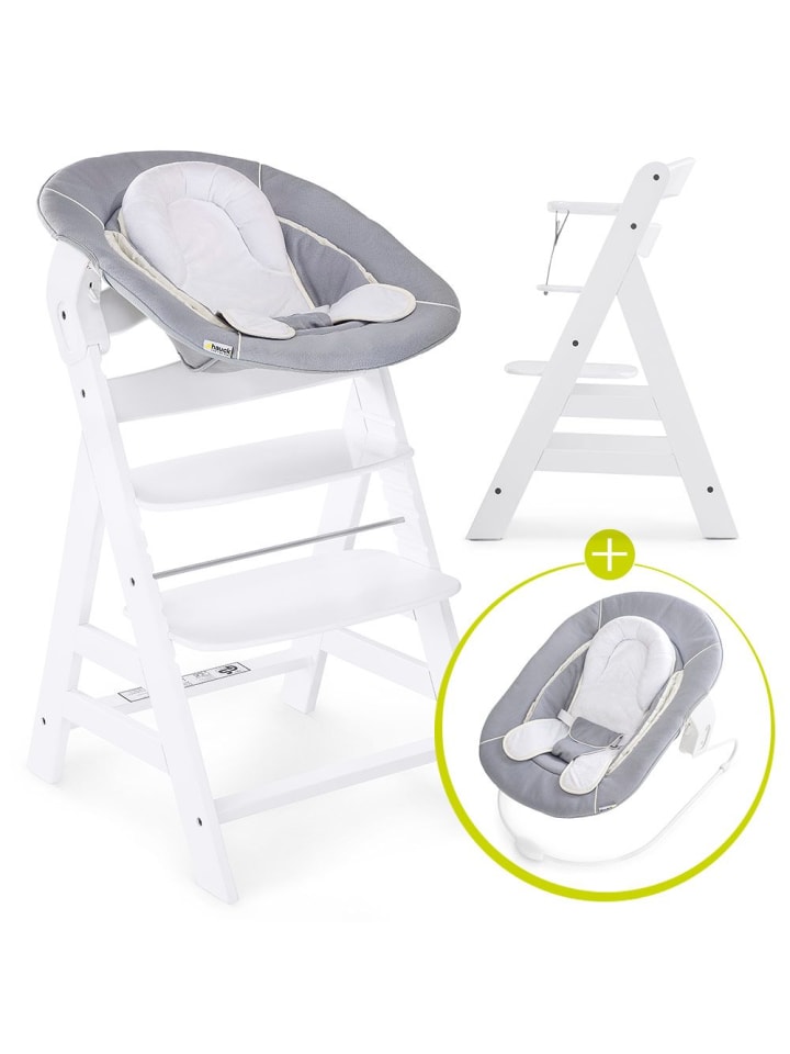 Hauck Alpha Plus White Newborn Set - 3-tlg. Hochstuhl in weiss,grau günstig kaufen onesize