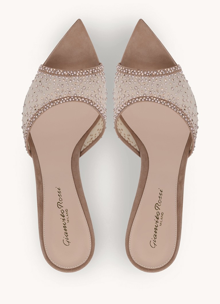 Gianvito Rossi Rania 85 suede mule with rhinestones
