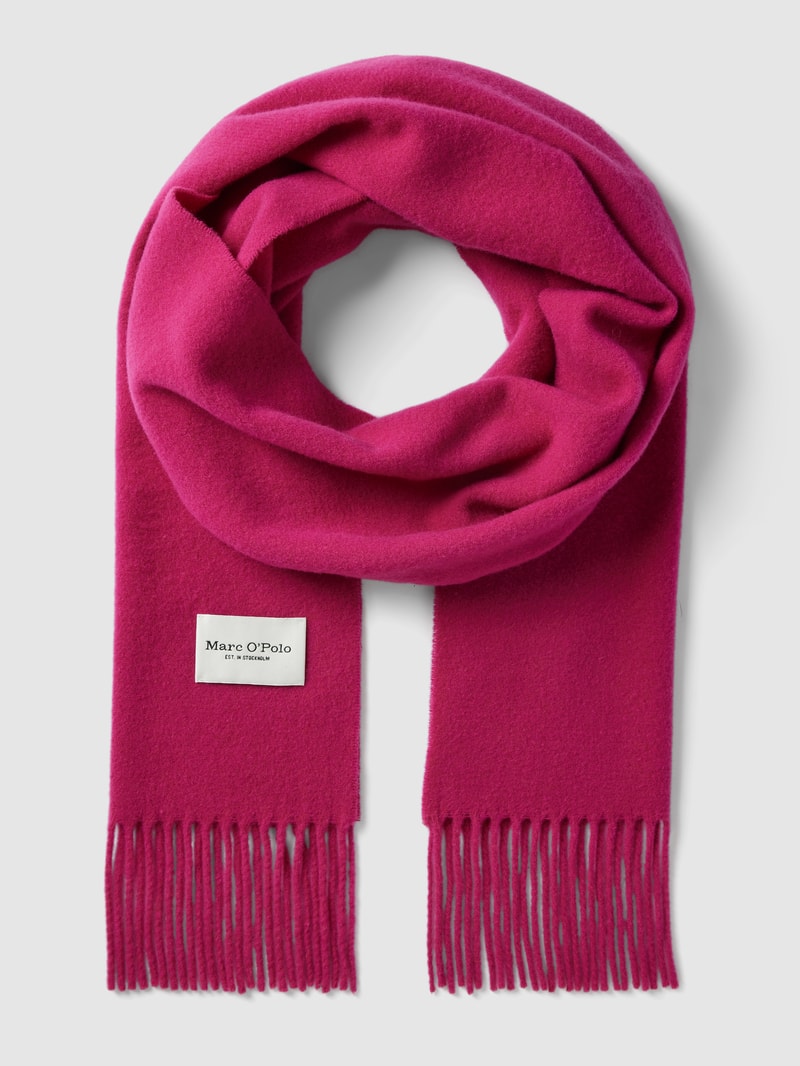 Schal aus Schurwolle mit Fransen in pink