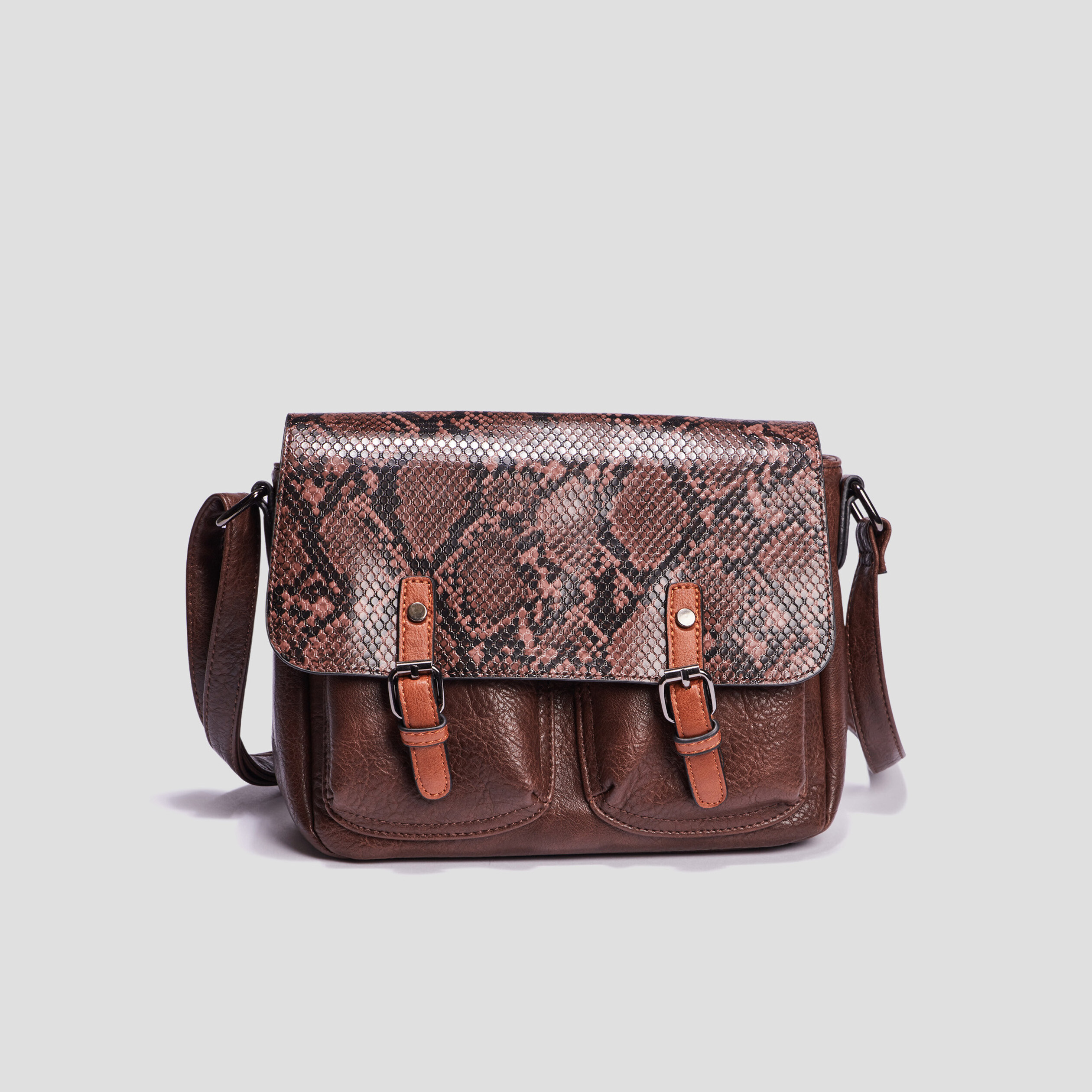 Sac besace texturé marron cognac femme | La Halle