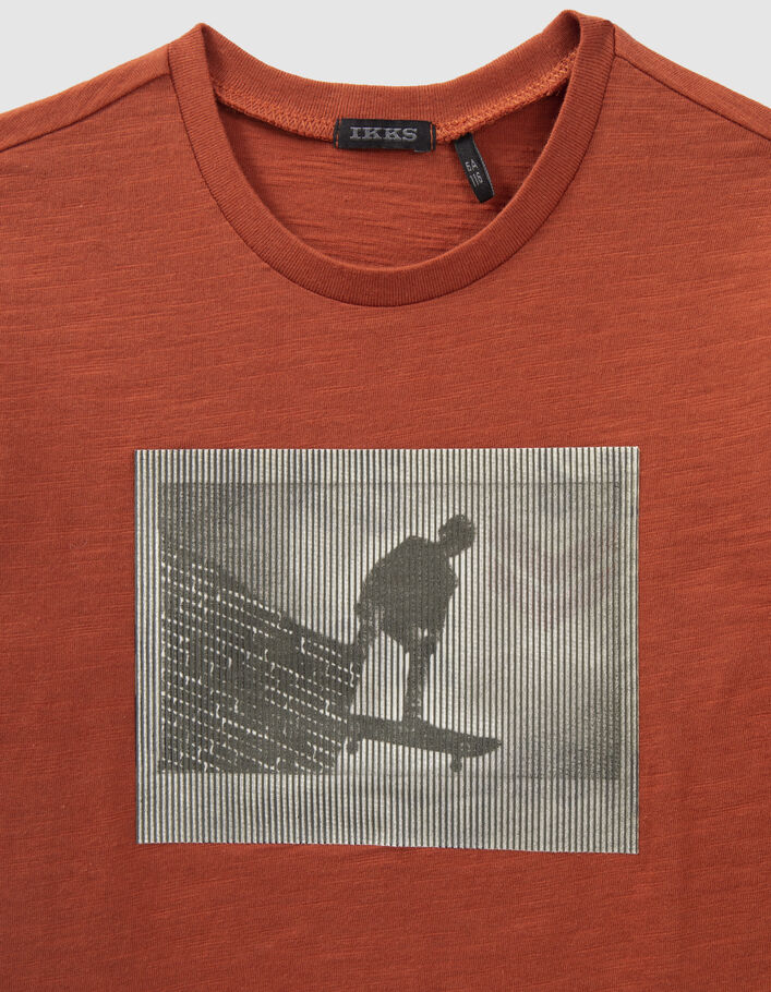 T-shirt rouge visuel lenticulaire skateur gomme garçon