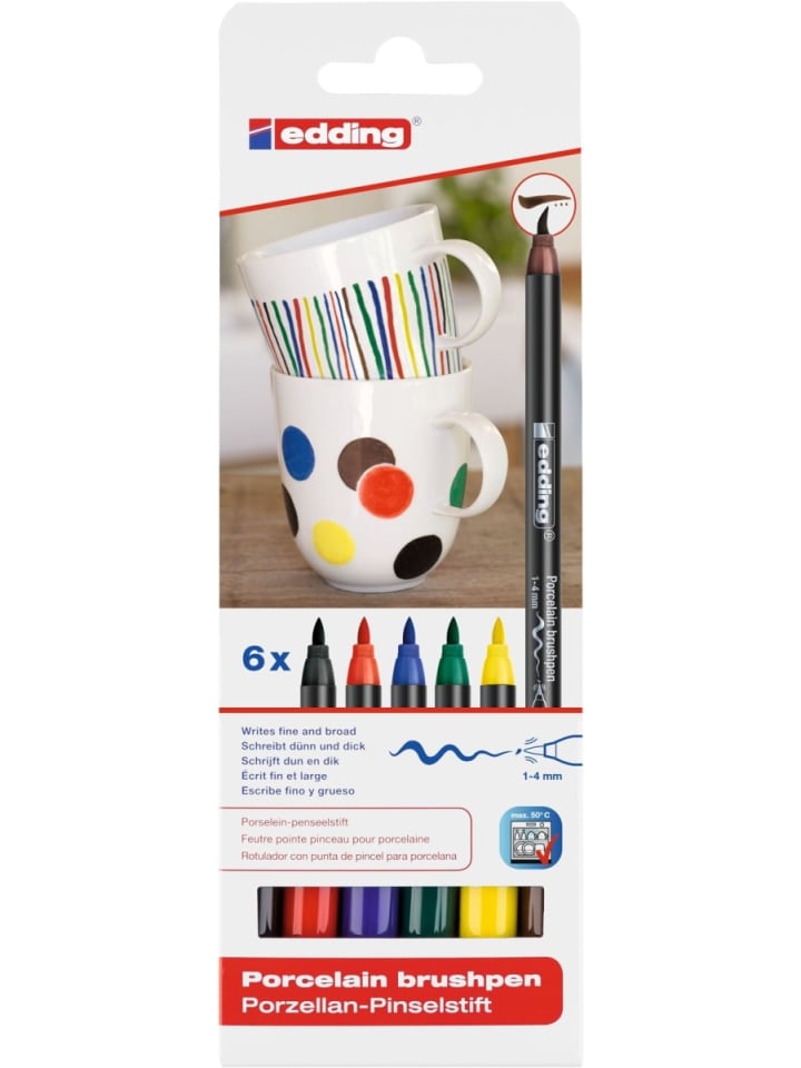 edding Porzellan-Pinselstift edding 4200 1-4mm Packung mit 6 Farben günstig kaufen onesize