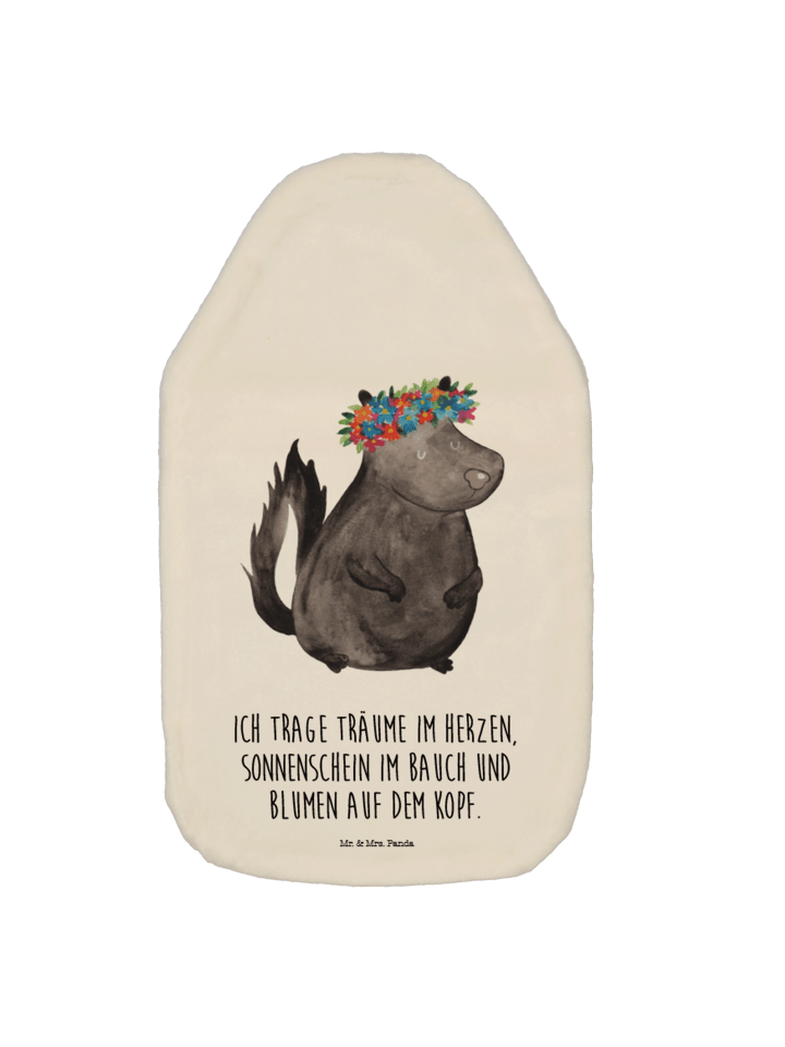 Mr. & Mrs. Panda Wärmflasche Stinktier Blumenmaedchen mit Spruch in Weiß günstig kaufen onesize