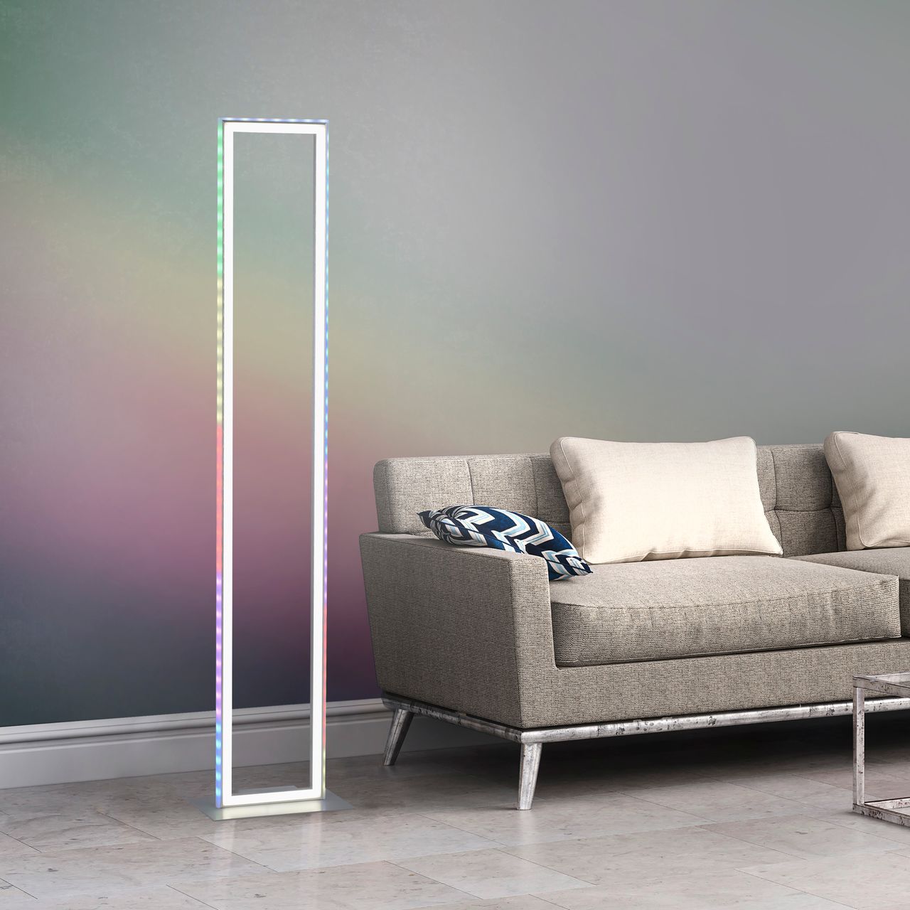 JUST LIGHT LeuchtenDirekt LED Stehleuchte FELIX60, Fronlight: CCT, Sidlight: RGB, dimmbar, IR-Fernbedienung, IP20