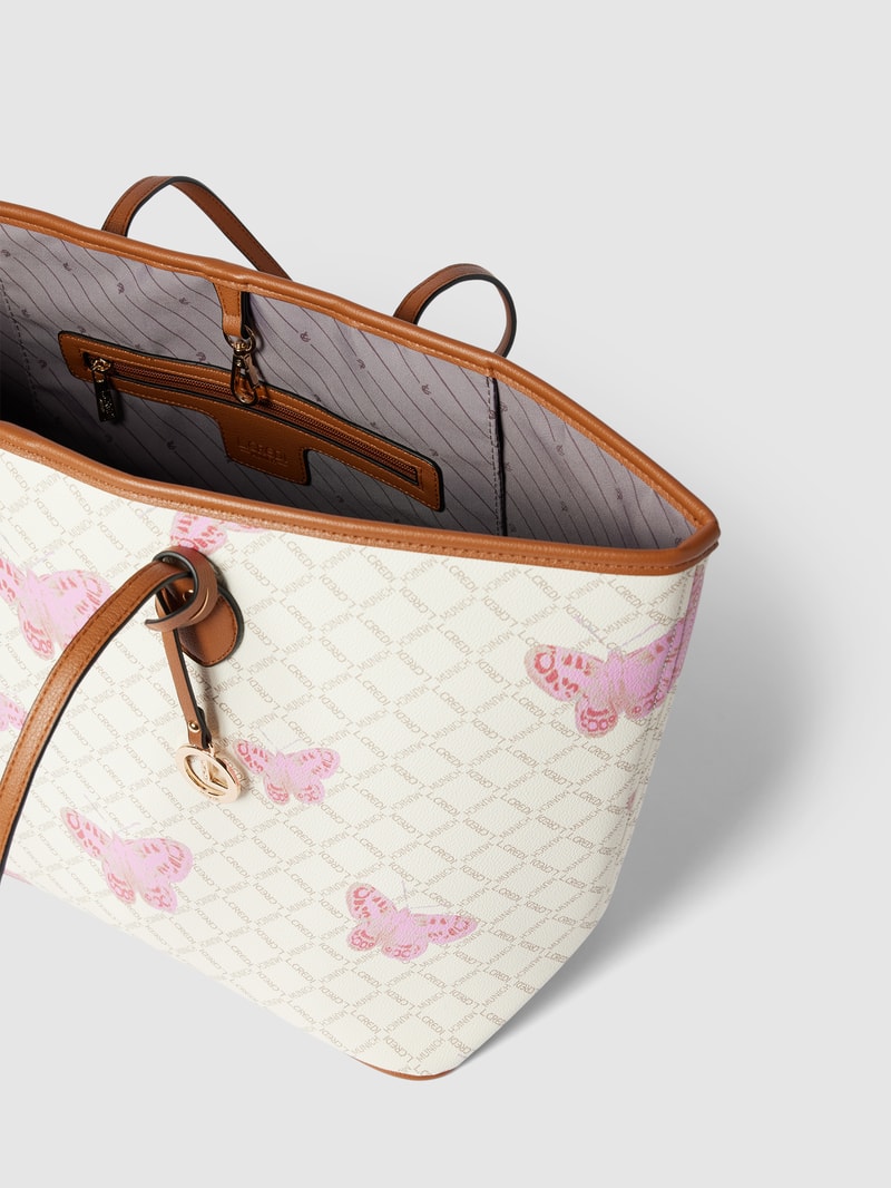 Shopper mit Allover-Muster Modell 'FILIBERTA' in ecru