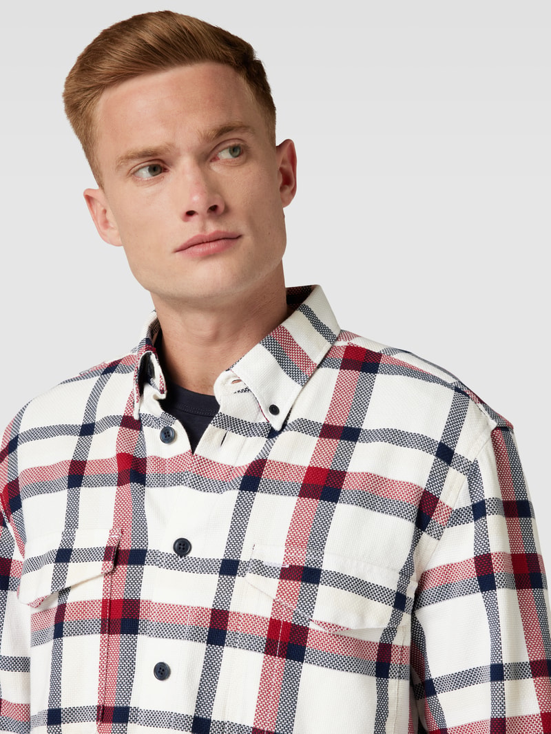 Freizeithemd mit Karomuster Modell 'GLOBAL' in offwhite