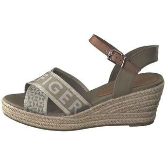 Tommy Hilfiger Webbing Low Wedge Sandal in grün