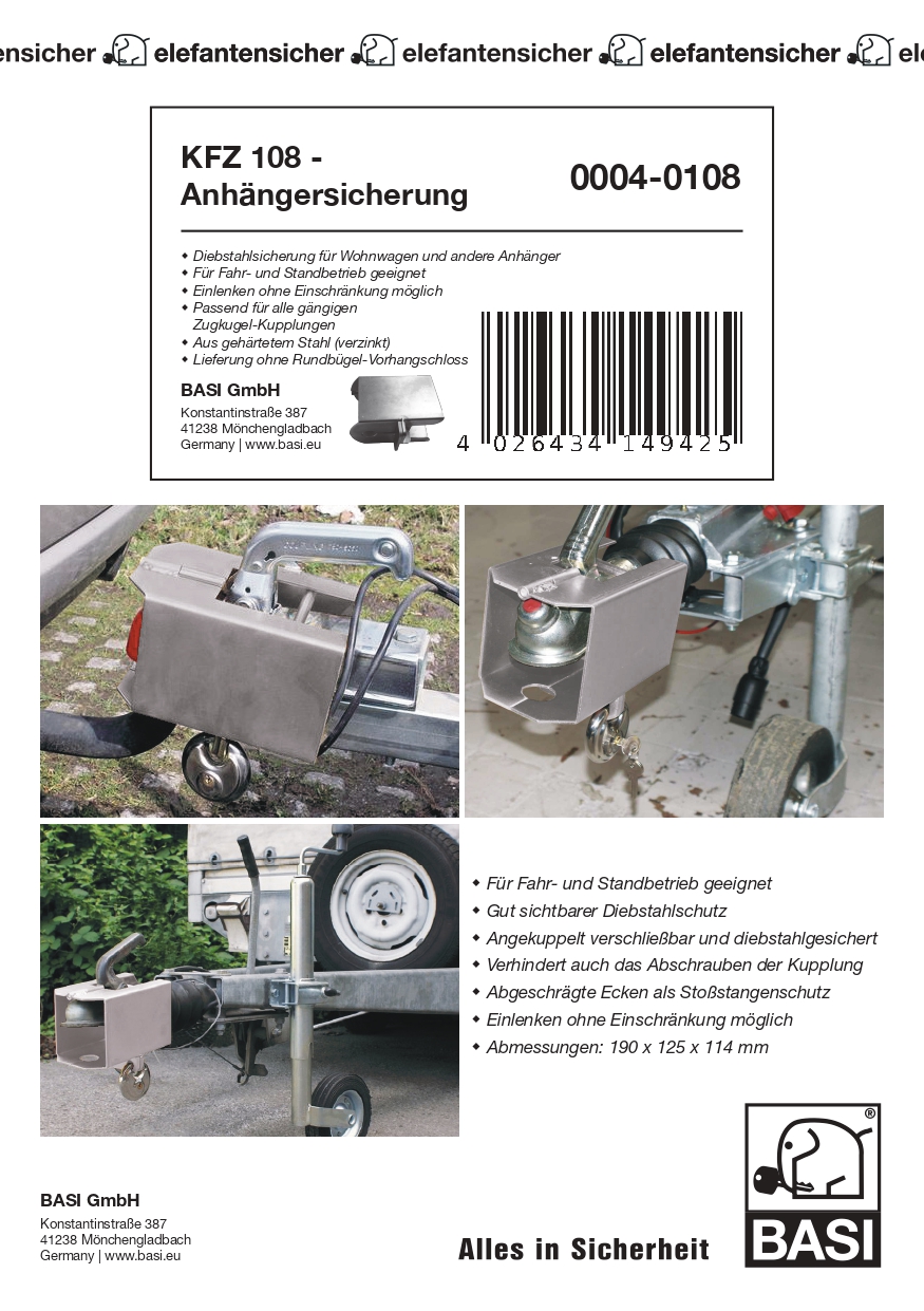 Basi KFZ 108 - Anhängersicherung