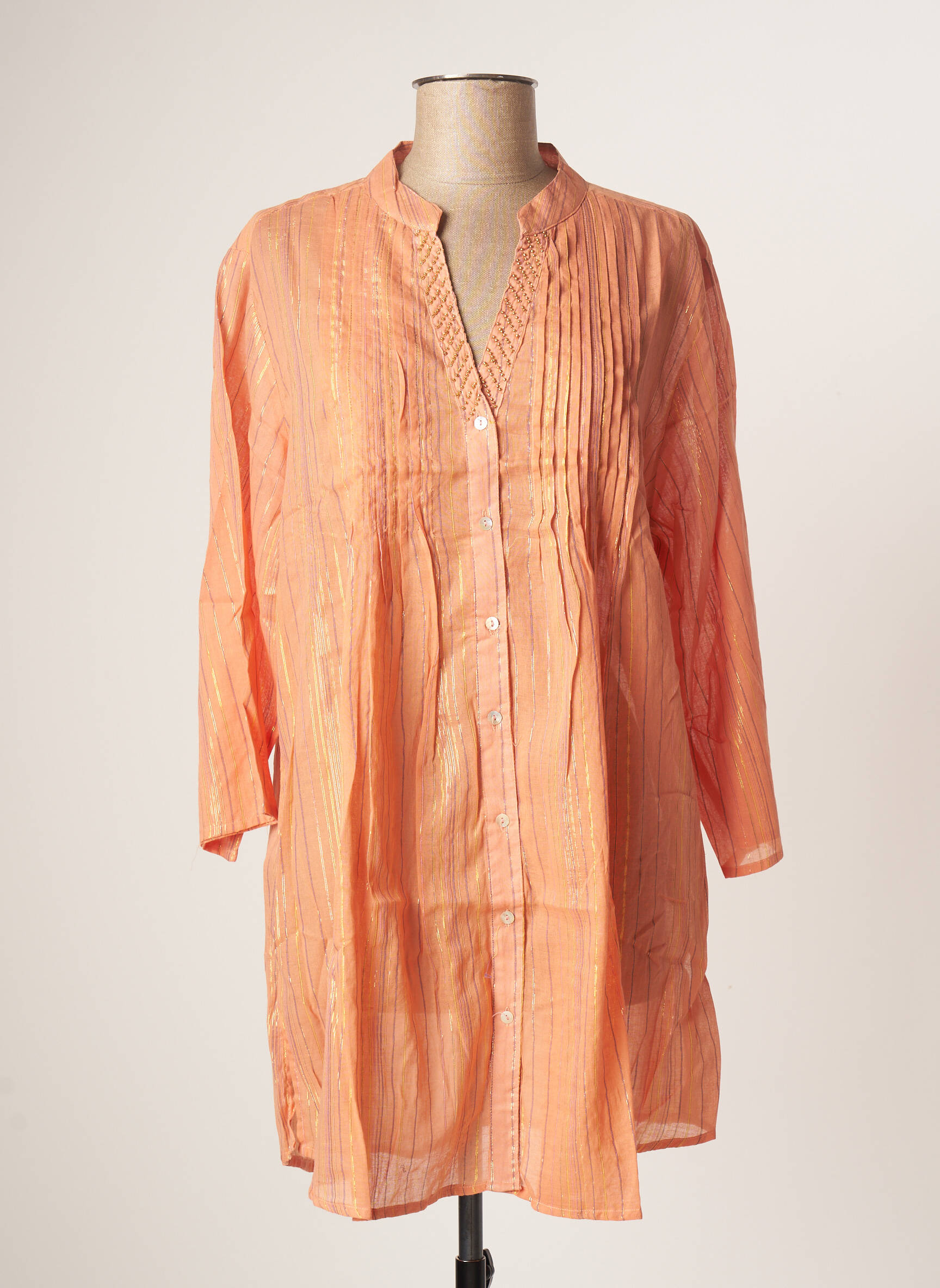 Lara Ethnics Tuniquemanchelongue Femme couleur orange