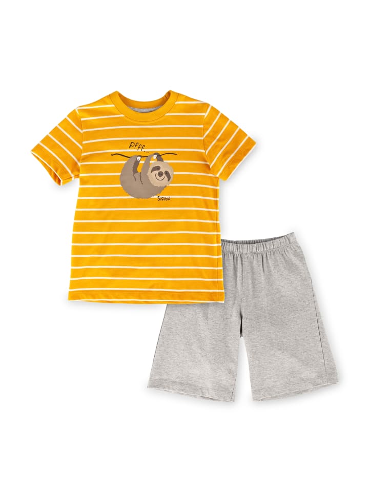 Sigikid Shorty Pyjama Kinder Schlafanzug in gelb/grau günstig kaufen
