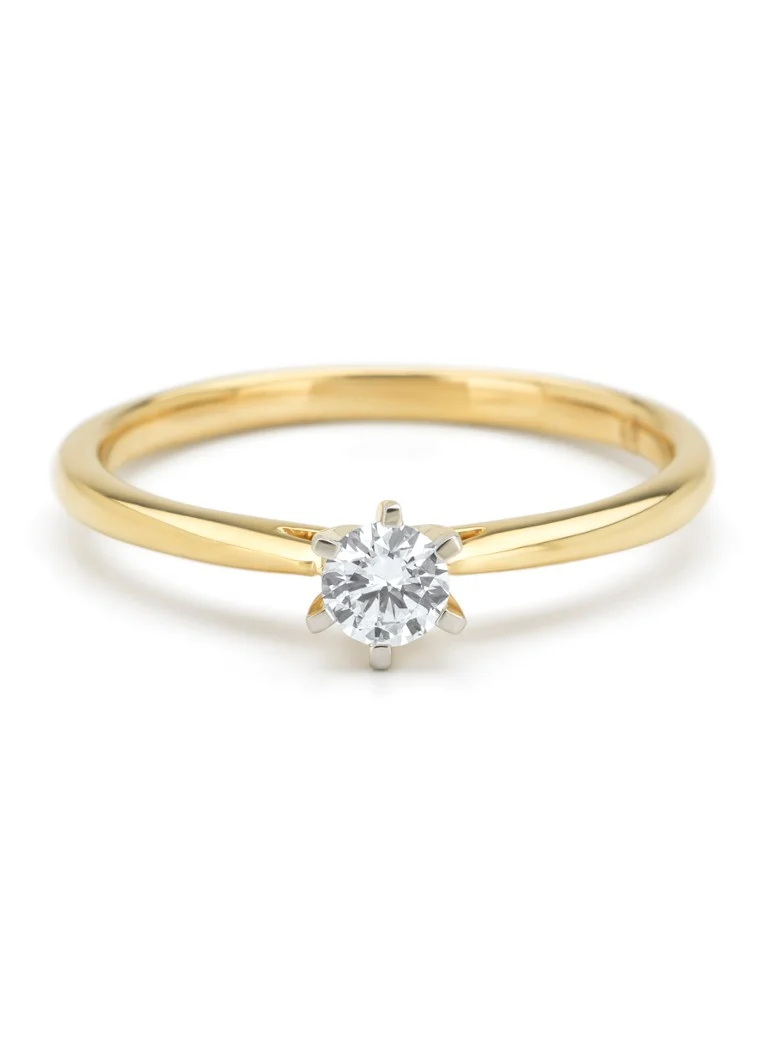 Diamond Point Gold ring, 0.20 ct diamond, Starlight