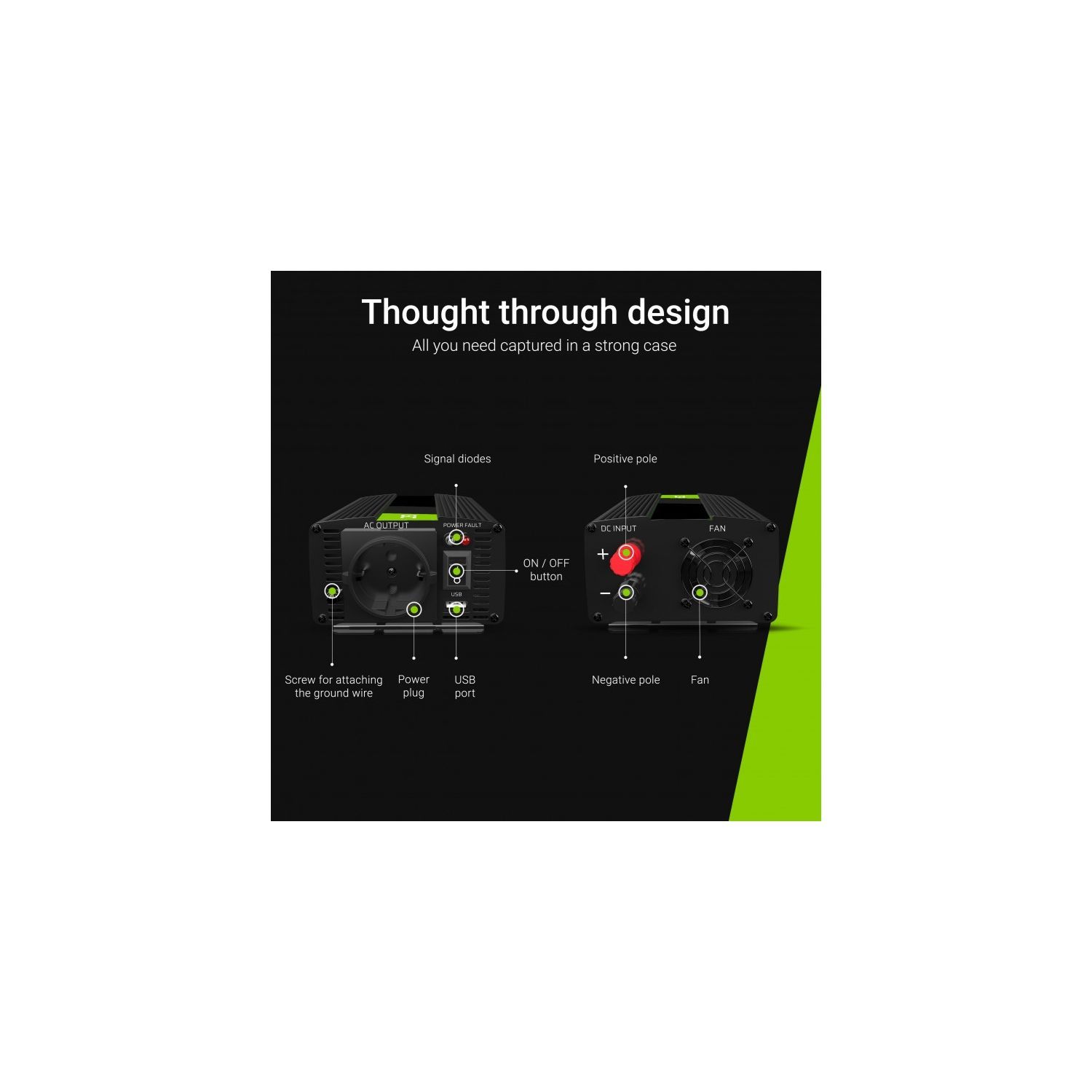 Green Cell INV09 12V/1000W Wechselrichter