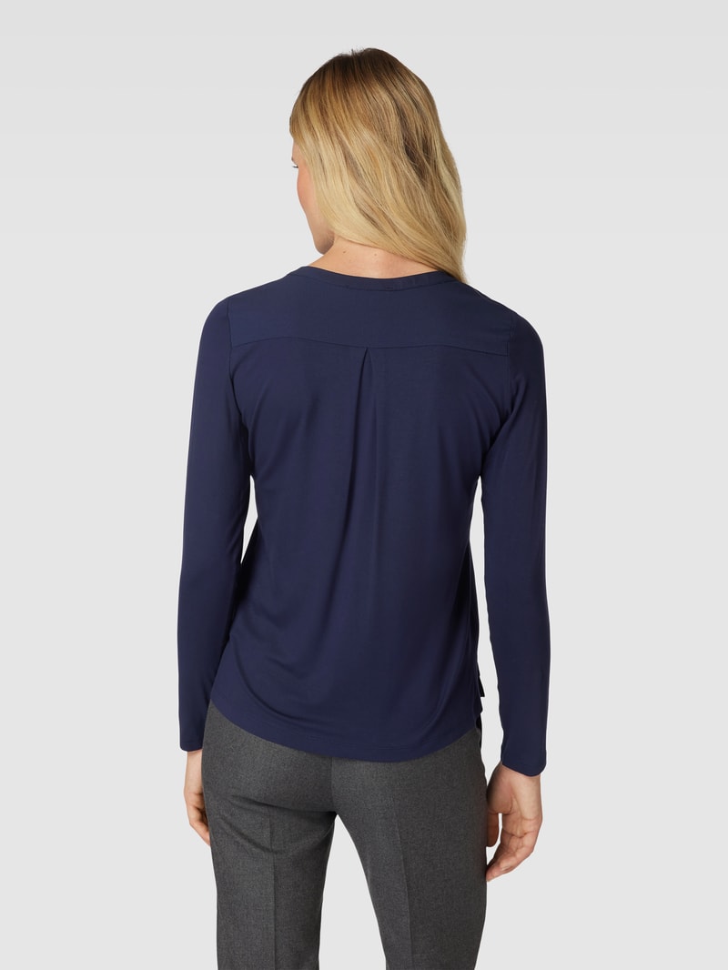 Bluse mit Tunikakragen in marineblau