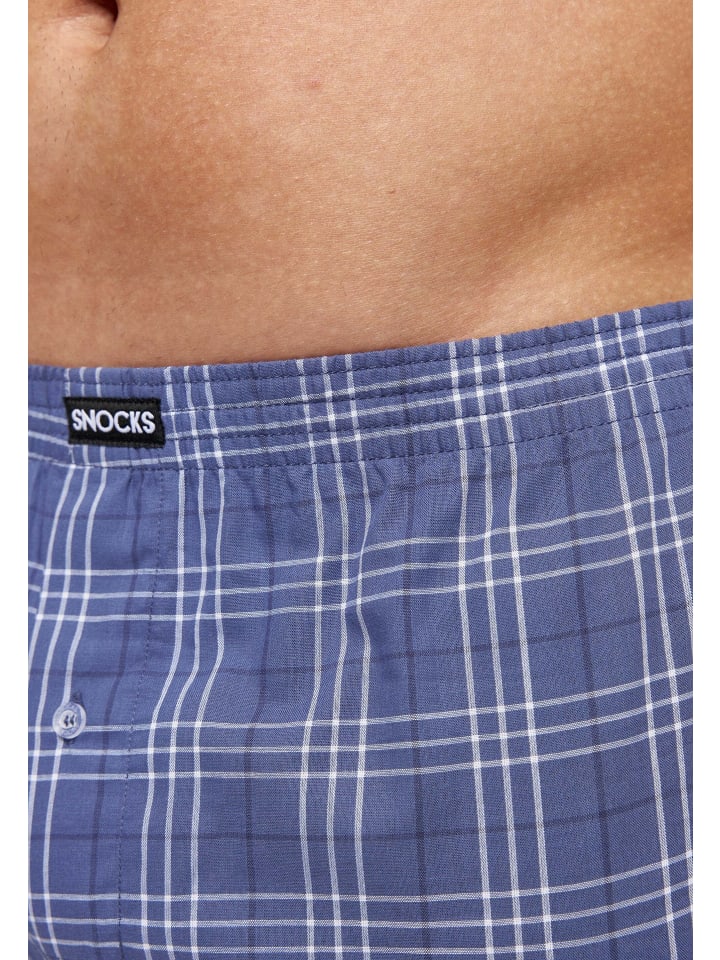 SNOCKS American Woven Boxershorts aus Bio-Baumwolle 3 Stück in Big Check günstig kaufen
