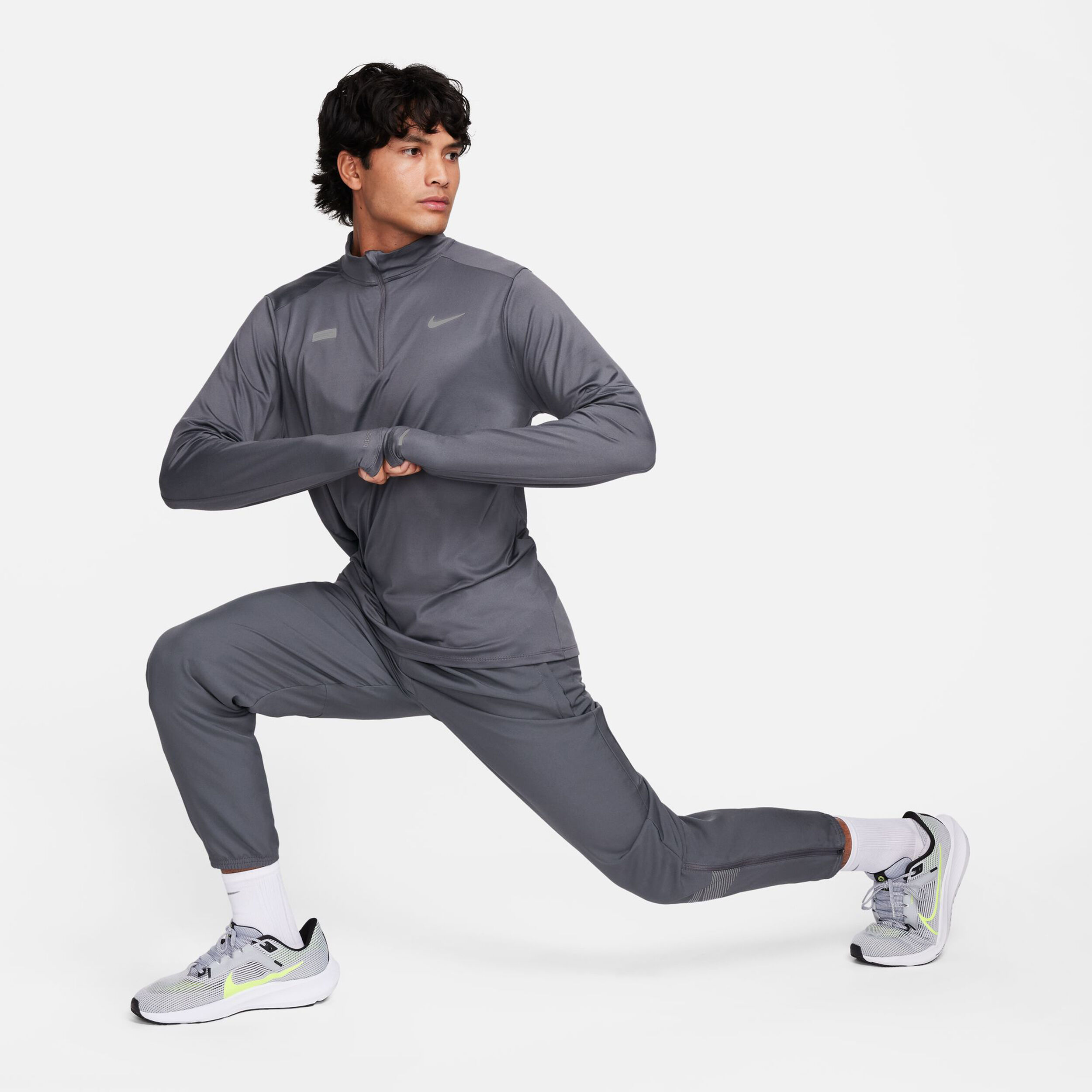 Dri-Fit Element Flash Half-Zip Laufshirt Herren - Grau