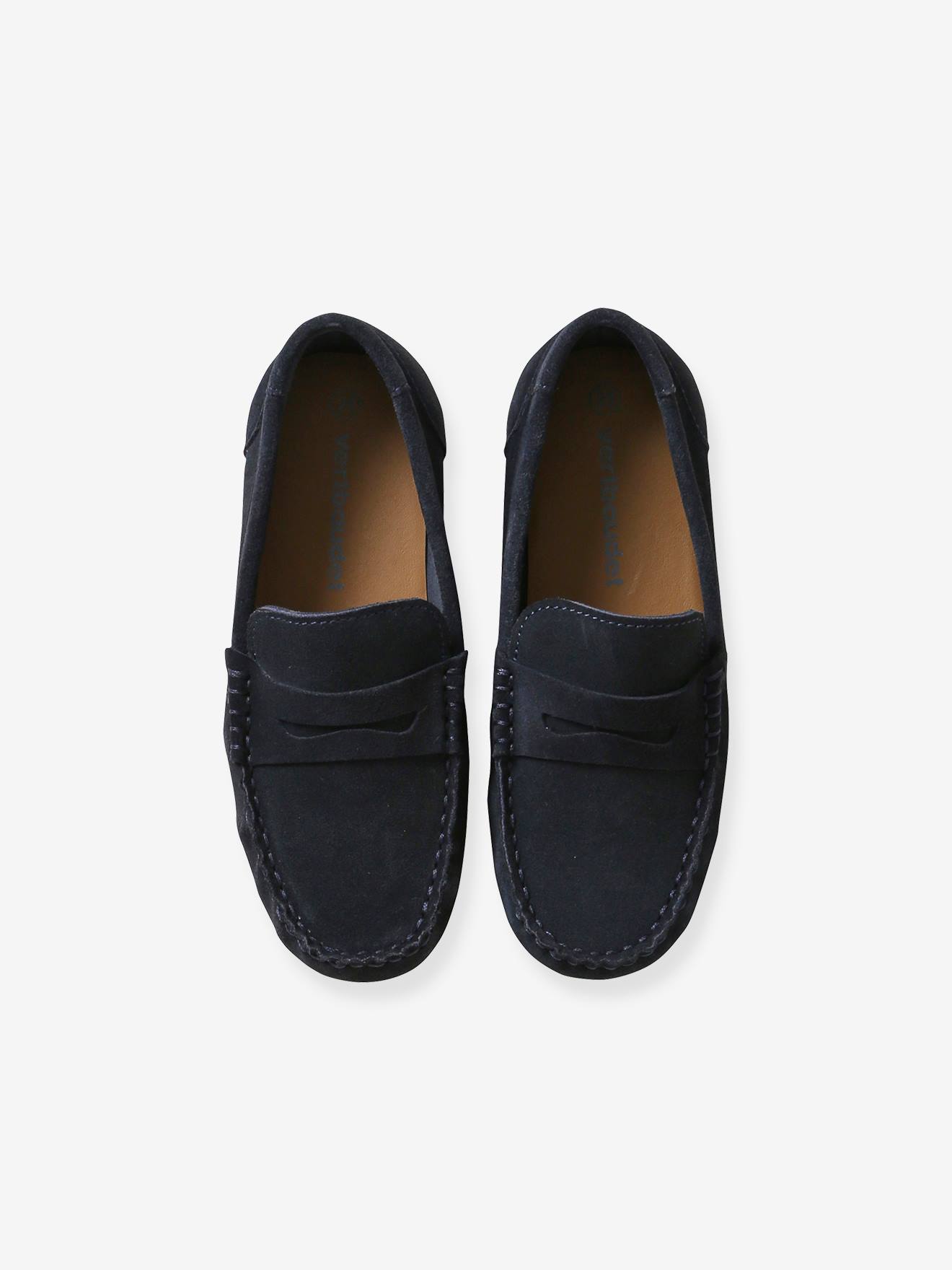Mocassins croûte de cuir enfant marine
