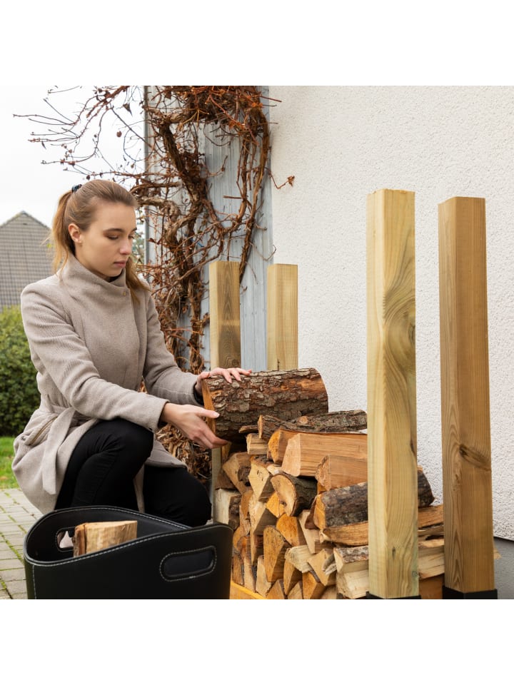 relaxdays 2x Holzstapelhilfe in Schwarz günstig kaufen onesize