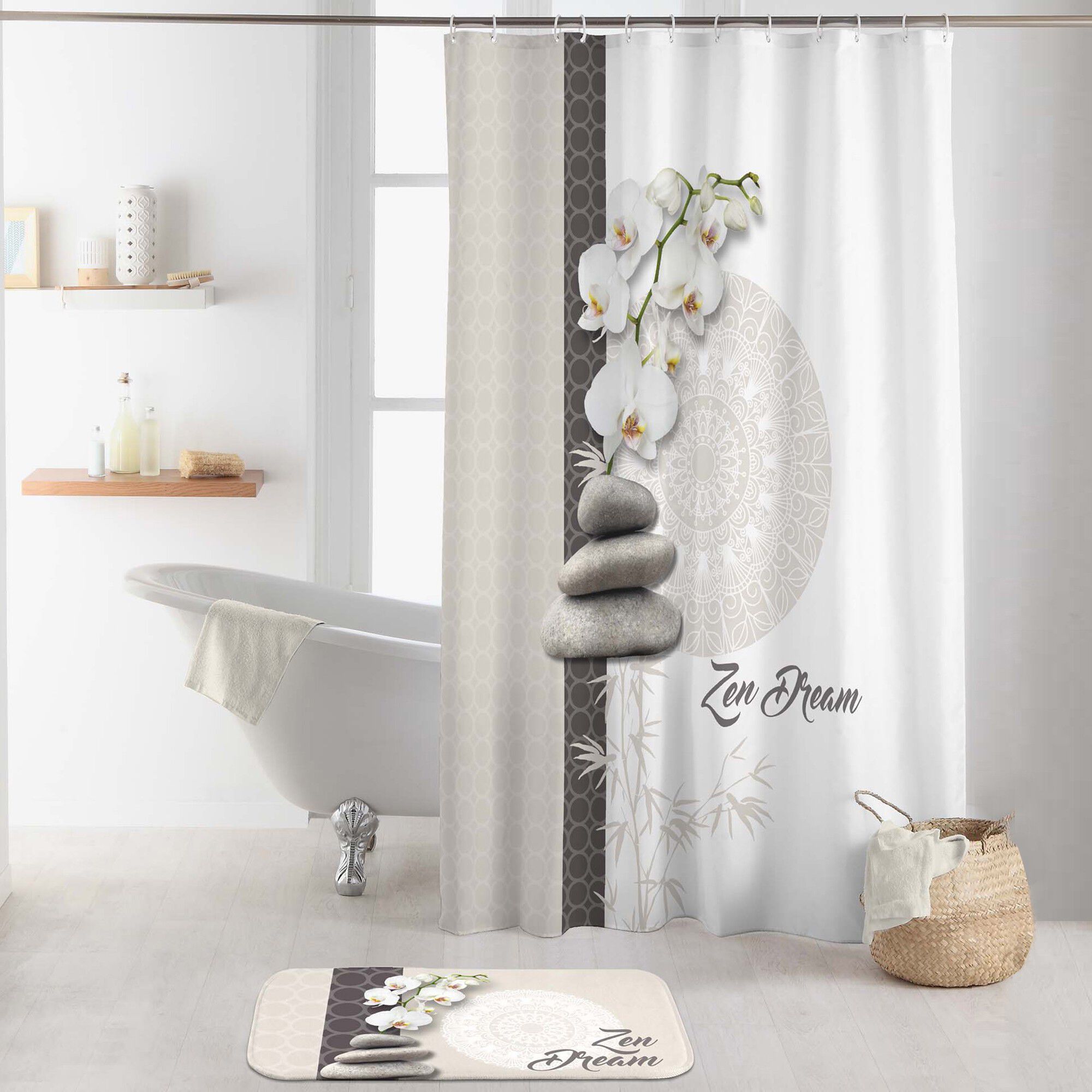 Rideau de douche imprimé orchidée