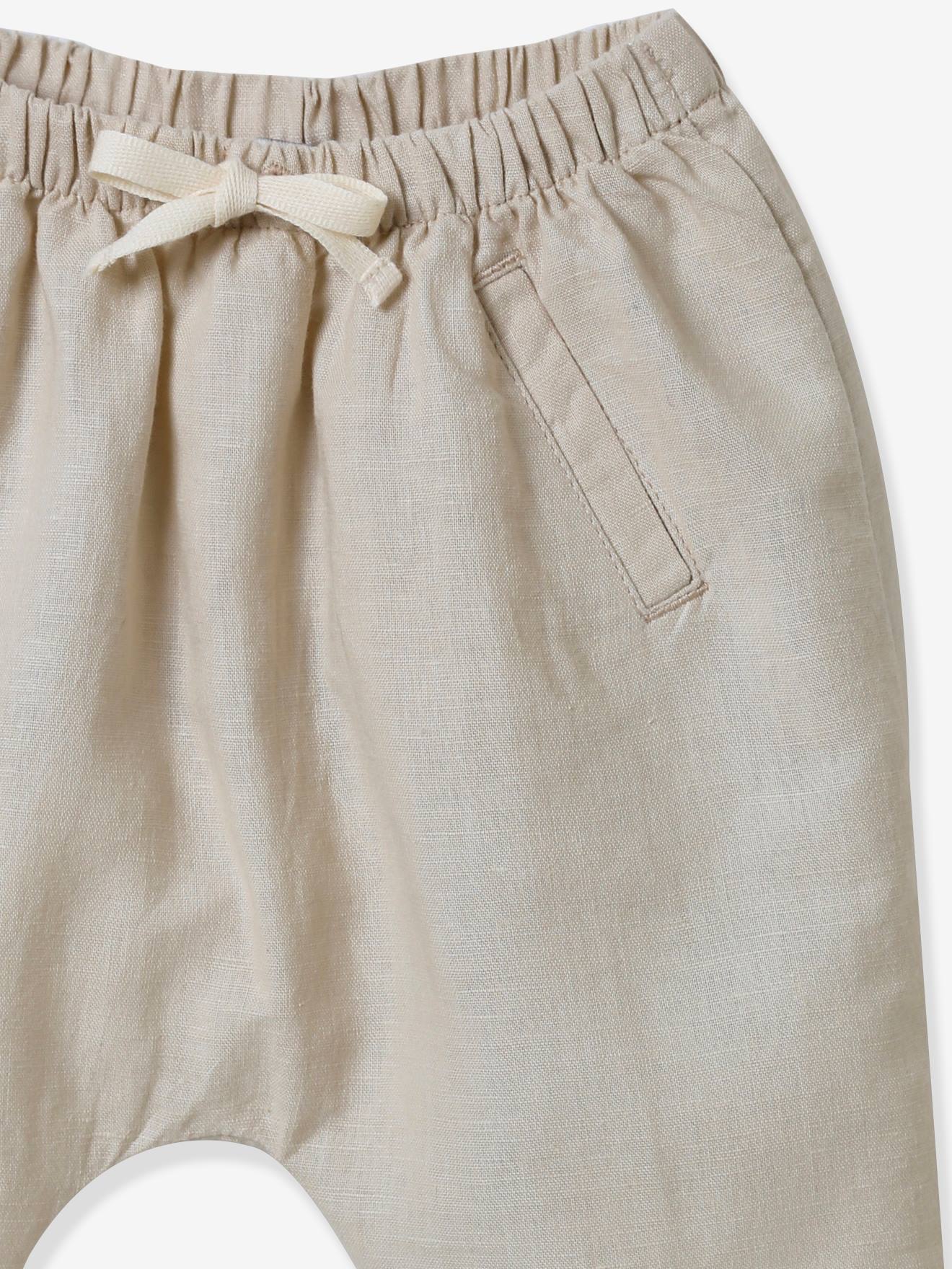 Sarouel bébé en lin et coton CYRILLUS beige