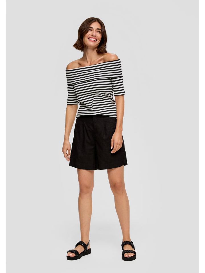 s.Oliver T-Shirt kurzarm in Creme-schwarz günstig kaufen
