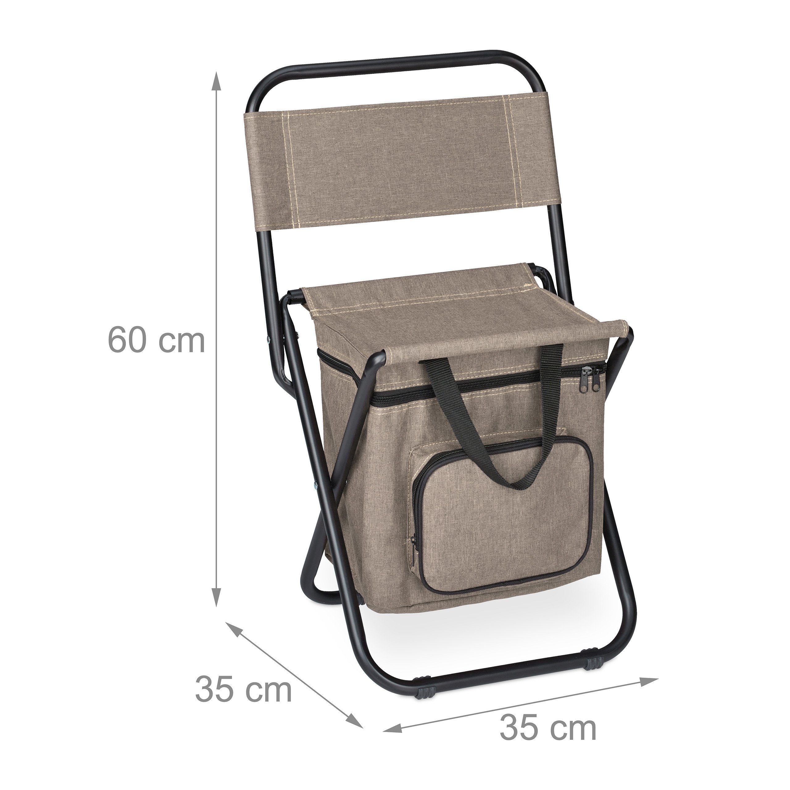 relaxdays Campinghocker Beiger Campinghocker mit Lehne