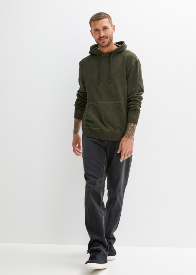 Kapuzensweatshirt in gewaschener Optik, Loose Fit