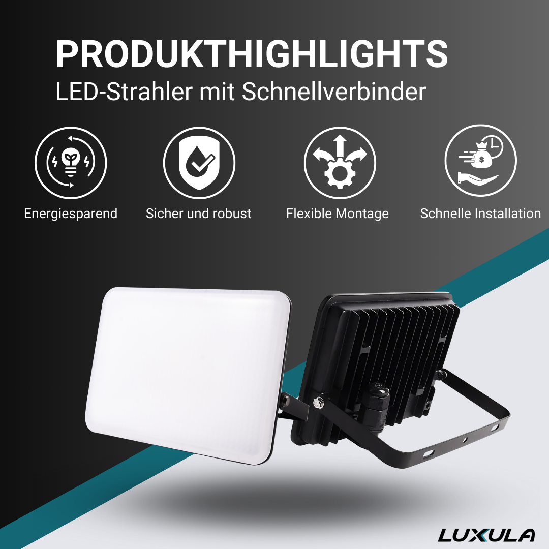 LUXULA LED-Fluter mit Schnellverbinder, white cover, 10 W, 4000 K (neutralweiß)
