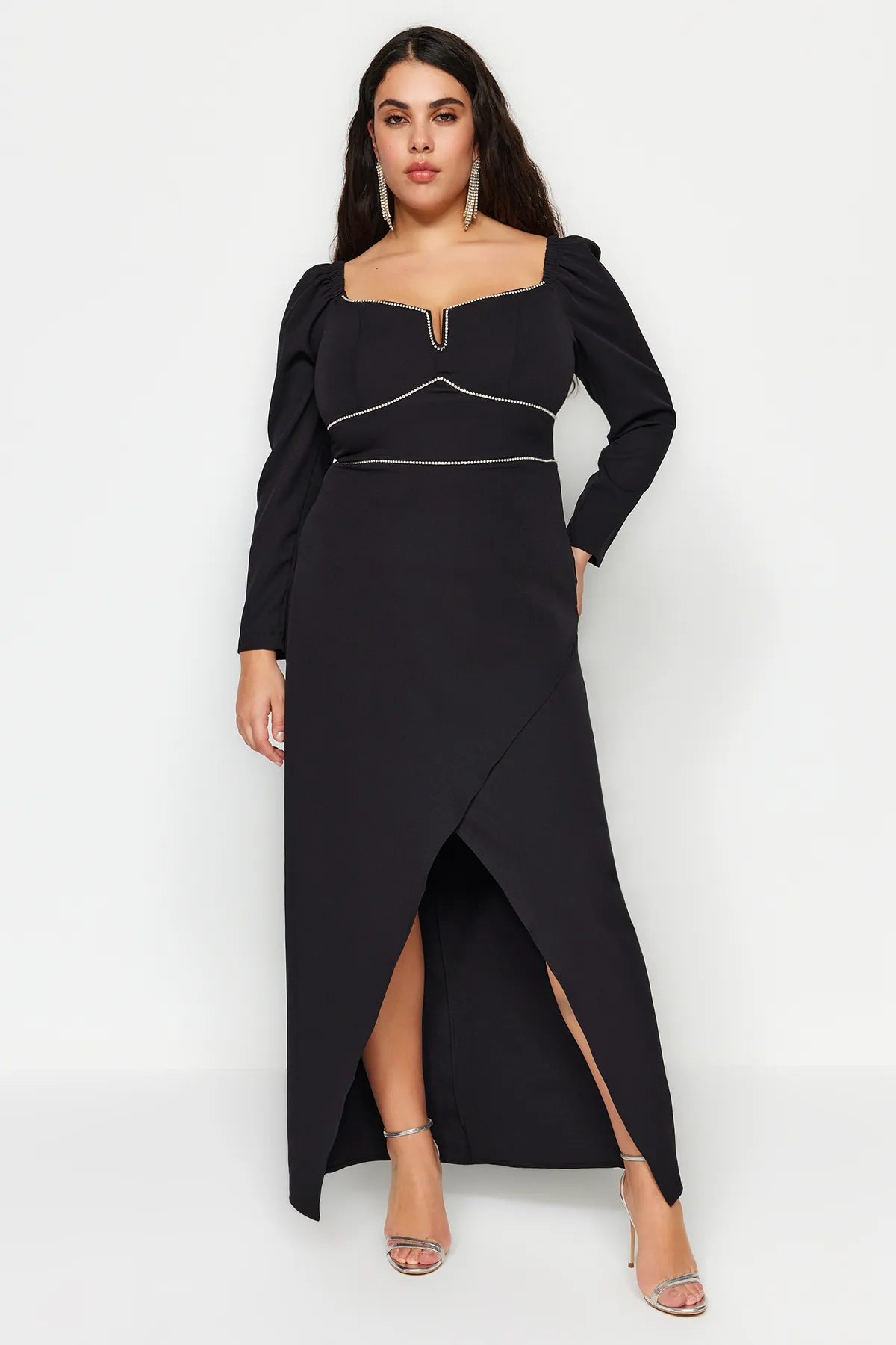 Trendyol Curve  Schwarzes Abendkleid TBBAW24AD00001