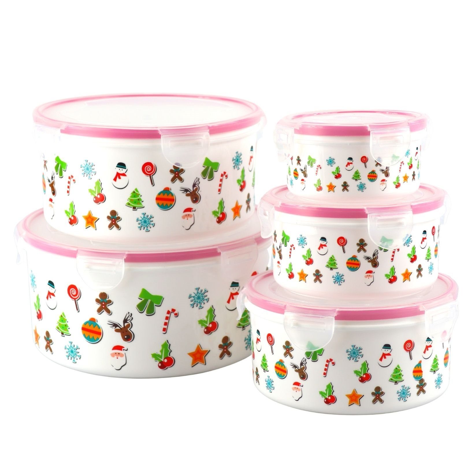 Plentyfy Frischhaltedose Weihnachtsbox, Polypropylen, (Set, 5-tlg., 5 tlg), klickverschluss auslaufsicher luftdicht