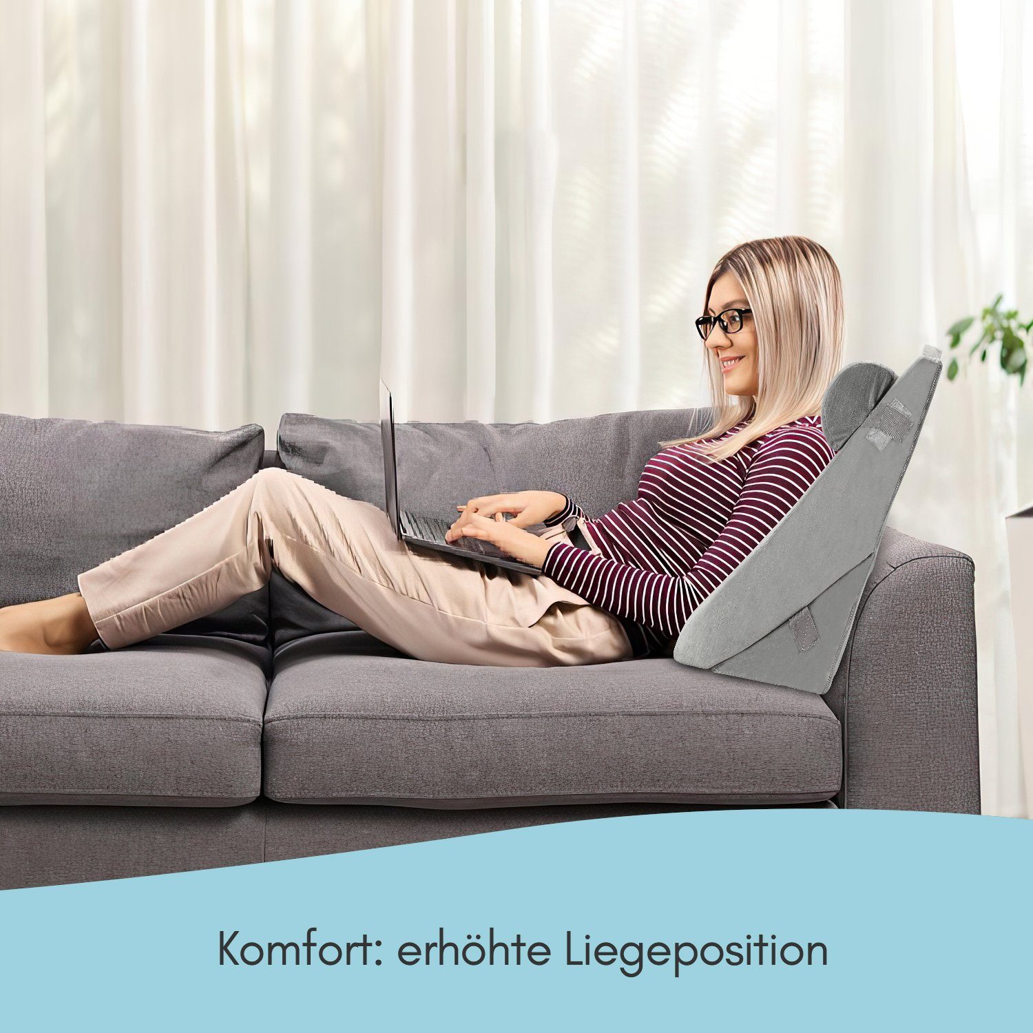Lospitch Keilkissen 3-tlg. Lesekissen Bett Rückenkissen Lendenkissen für Bett und Sofa