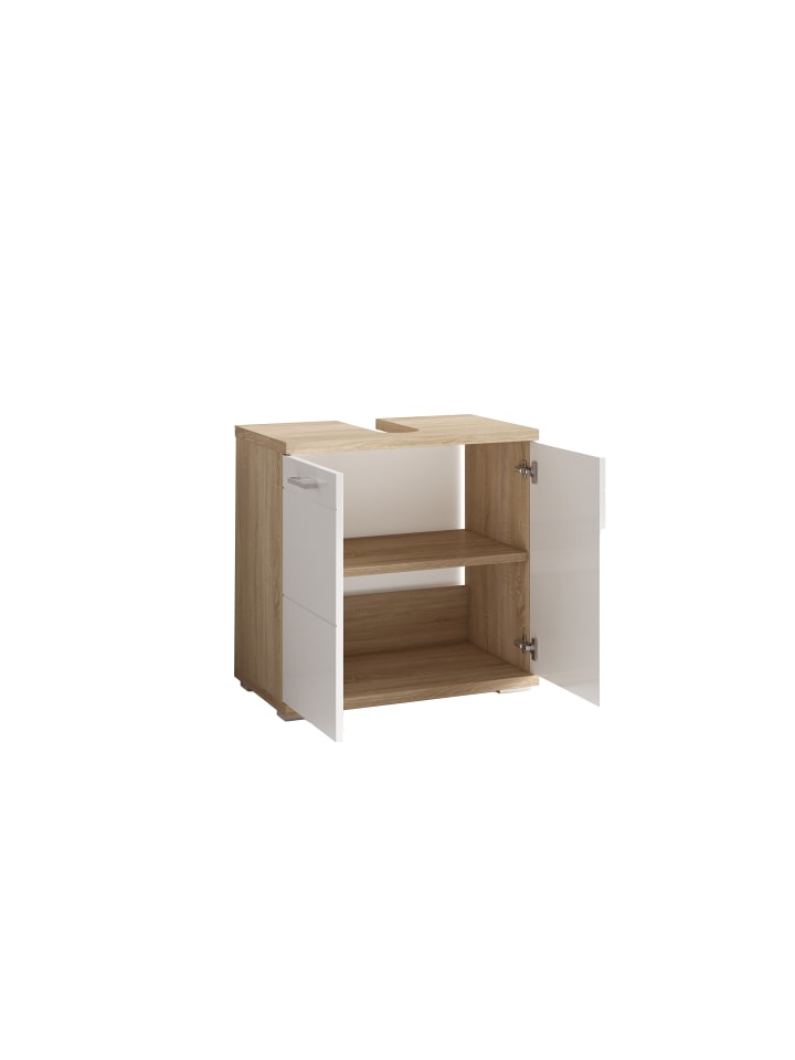 byLiving Waschbeckenunterschrank NEBRASKA in Sonoma Eiche / Weiß - (B) 60 x (H) 59 x (T) 31,5 cm günstig kaufen onesize