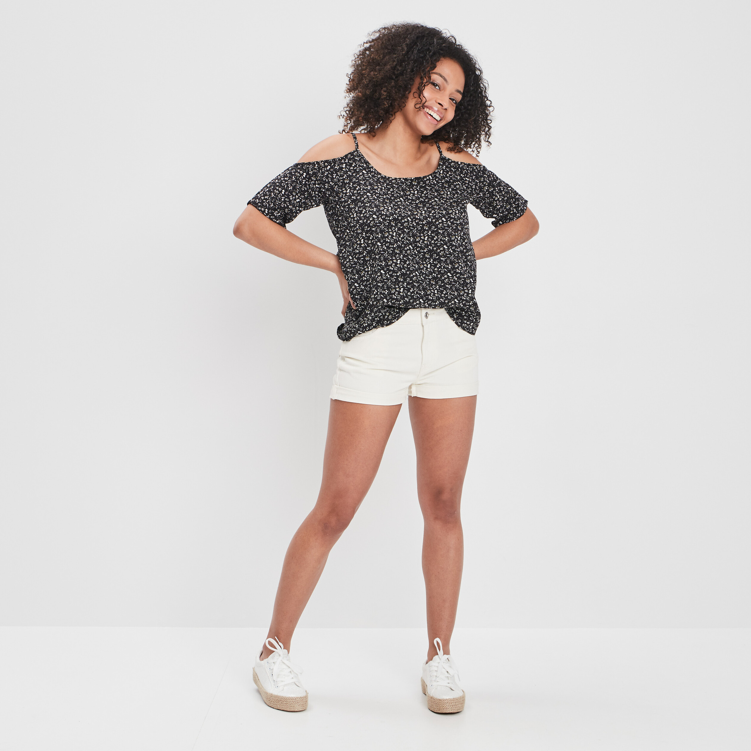 Blouse épaules dénudées noir femme | La Halle
