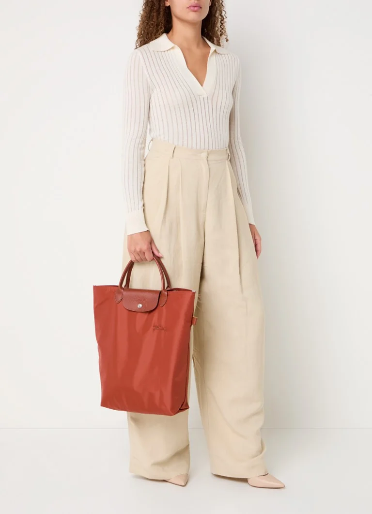 Τσάντα Longchamp Le Pliage Original M με δερμάτινες λεπτομέρειες