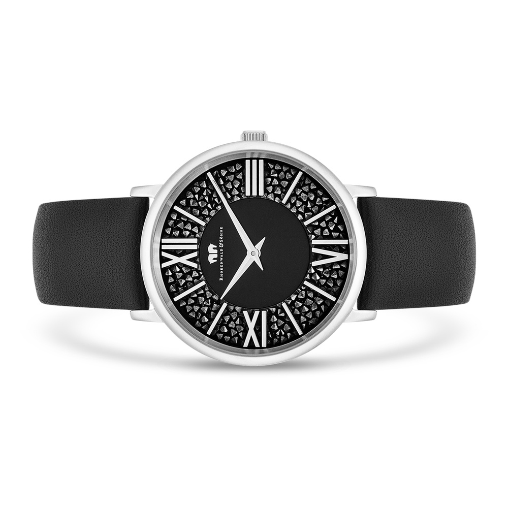 Rhodenwald & Söhne Montre à quartz Pamina en Argent Cuir véritable en Noir Montre