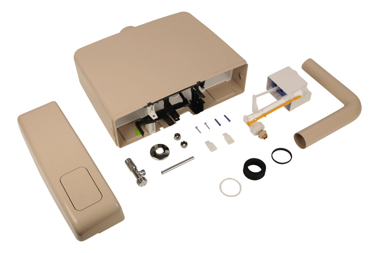 SANITOP WINGENROTH Spülkasten Opal, 9 l, Komplett-Set, Anschluss links oder rechts, Anschlussset hinten separat, Aufputz, Beige-Bahamabeige, Spül-Stopp Taste, Sparspülung, 210225