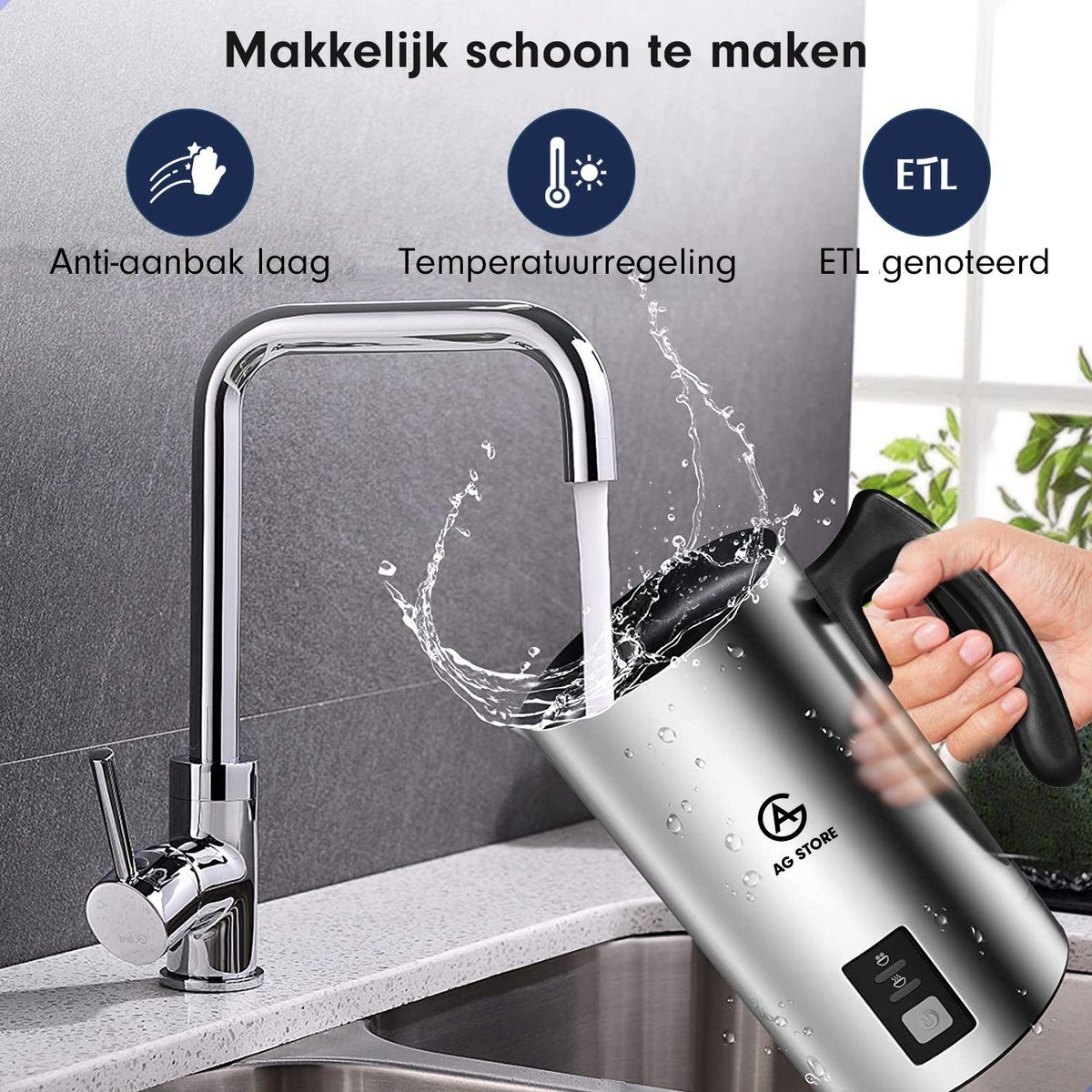 AG Milchaufschäumer AG190 Milchaufschäumer Elektrisch Antihaftbeschichtung 3 in 1, 500,00 W