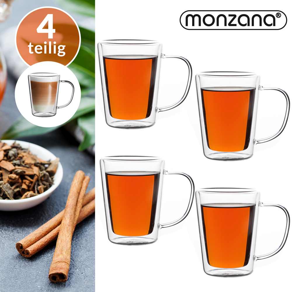Casaria monzana® Teegläser 4er-Set je 250ml doppelwandig