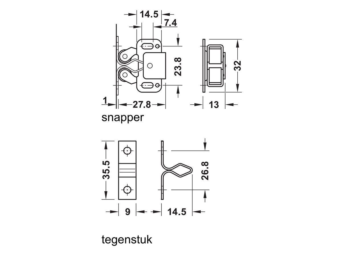 Obelink Doppelrollenschnapper Metall