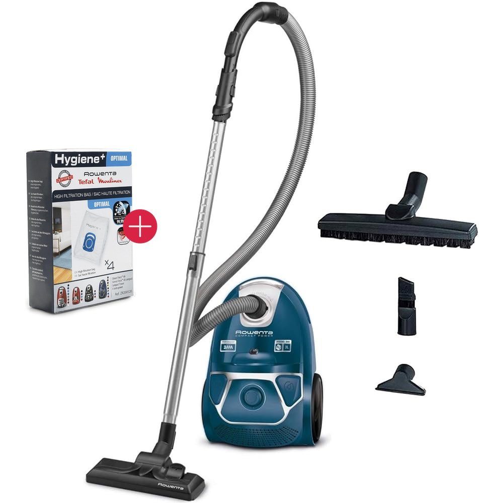 Rowenta Bodenstaubsauger RO3950 + 4er Pack ZR200520, 2000W, extrem leise, Hygienefilter, mit Beutel, High Filtration Staubsaugerbeutel für Dauerhaft hohe Saugleistung