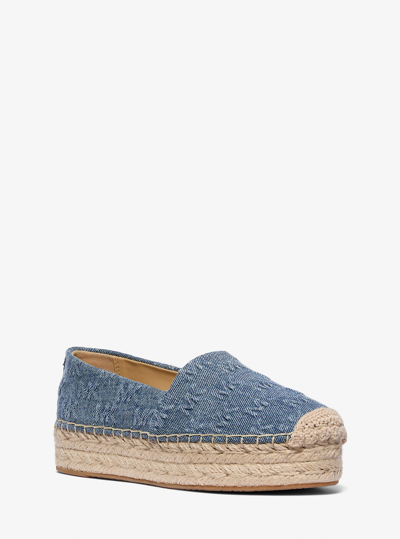 Lynn Logo Embossed Denim Platform Espadrille - UNION WASH